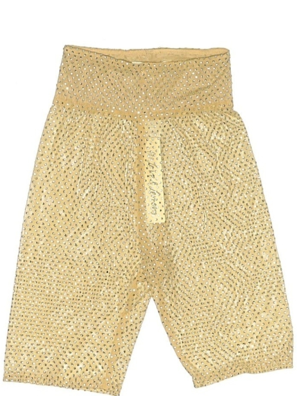 For Love & Lemons Size XXS "Kiara" Sheer Mesh Rhinestone Bike Shorts Beige NWT